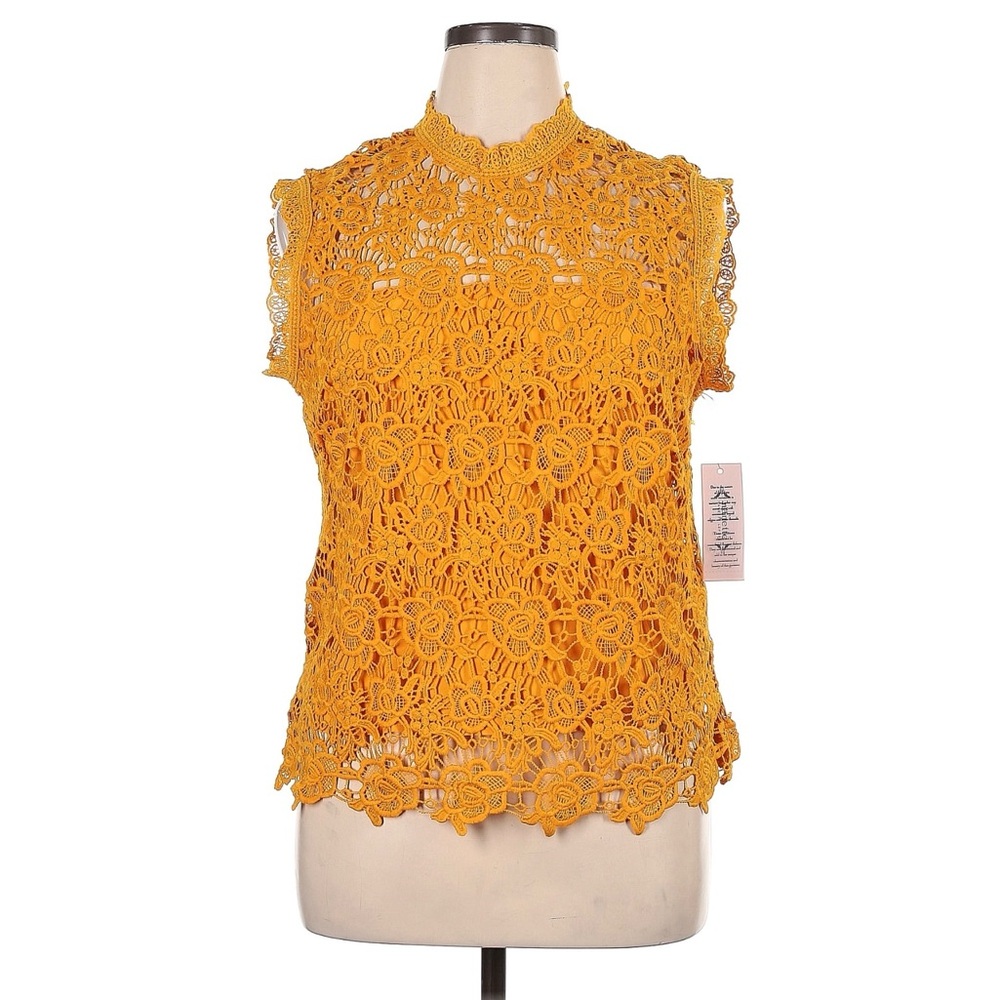 Nanette Lepore Mustard Lace Blouse